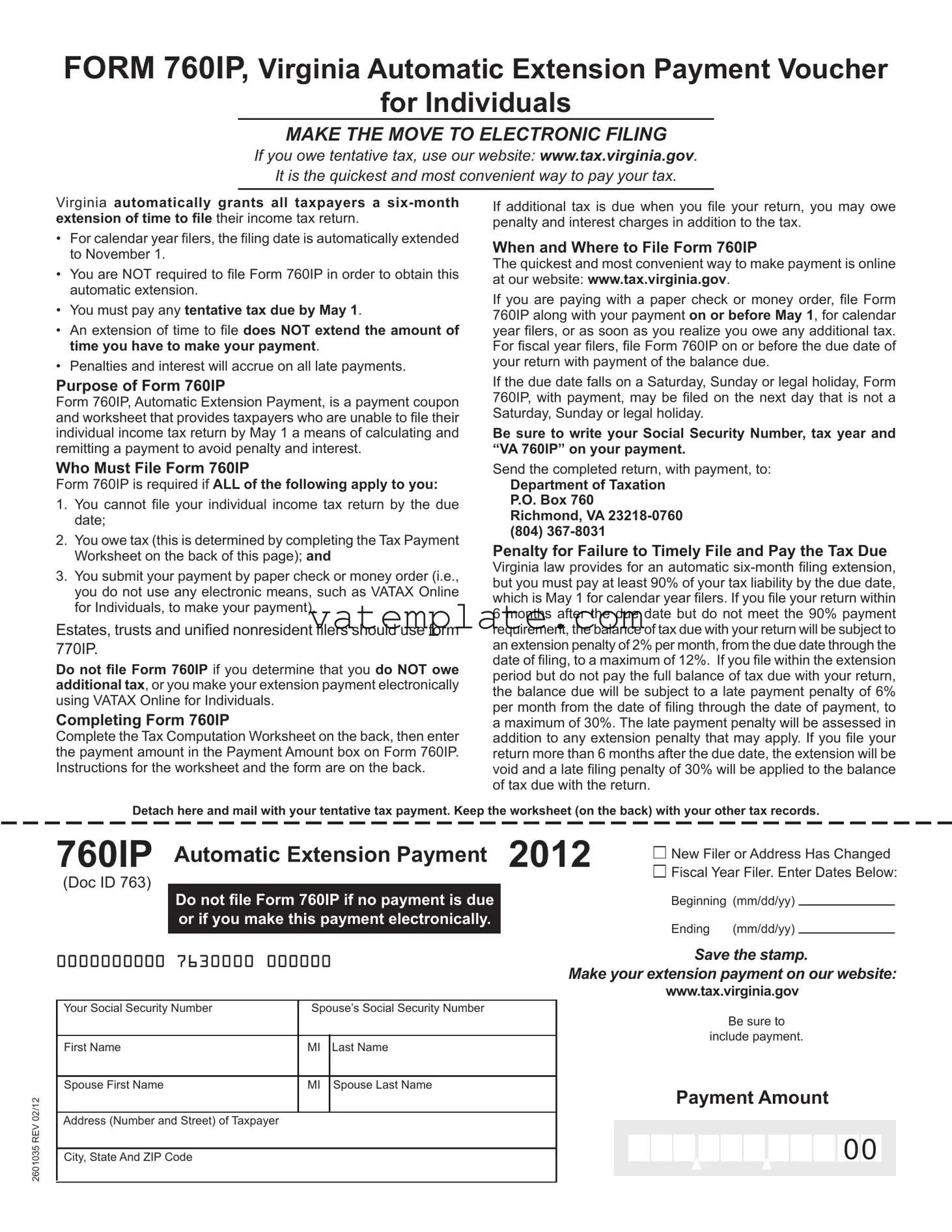 Fill Out a Valid 760Ip Virginia Template