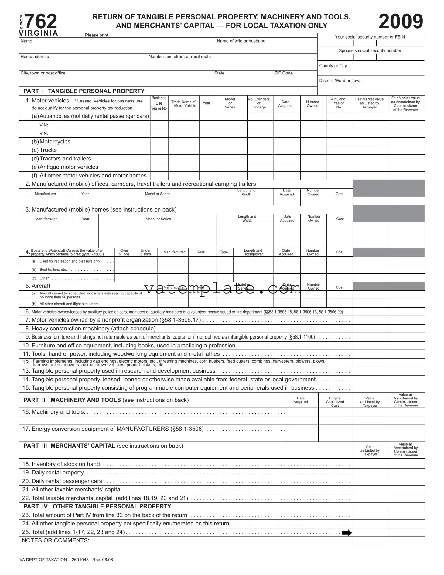 Fill Out a Valid 762 Virginia Template