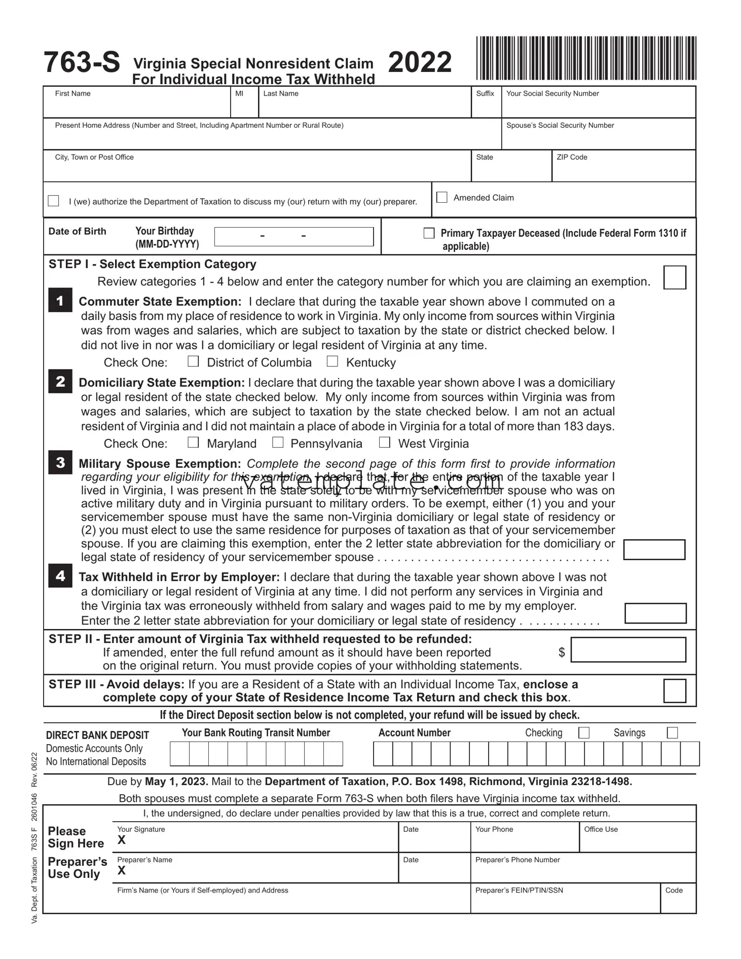 Fill Out a Valid 763 S Virginia Template