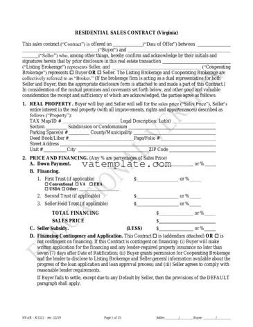 Fill Out a Valid No Broker Residential Sales Virginia Template