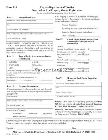 Fill Out a Valid R 5 Virginia Template