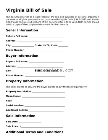 Attorney-Approved  Bill of Sale Template for Virginia