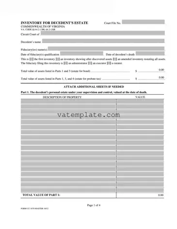 Fill Out a Valid Virginia Estate Cc 1670 Template