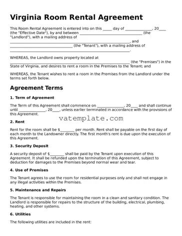Attorney-Approved  Room Rental Agreement Template for Virginia
