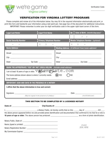 Fill Out a Valid Virginia Lottery Template
