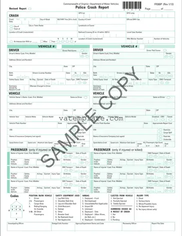 Fill Out a Valid Virginia Police Crash Report Template