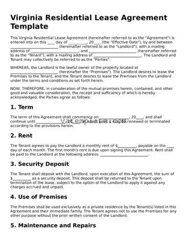 Attorney-Approved  Lease Agreement Template for Virginia
