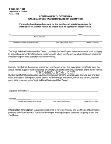 Fill Out a Valid Virginia St 10B Template