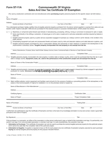 Fill Out a Valid Virginia St 11A Template