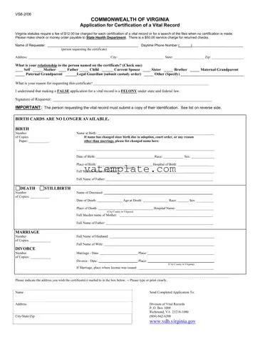 Fill Out a Valid Vs 6 Virginia Template