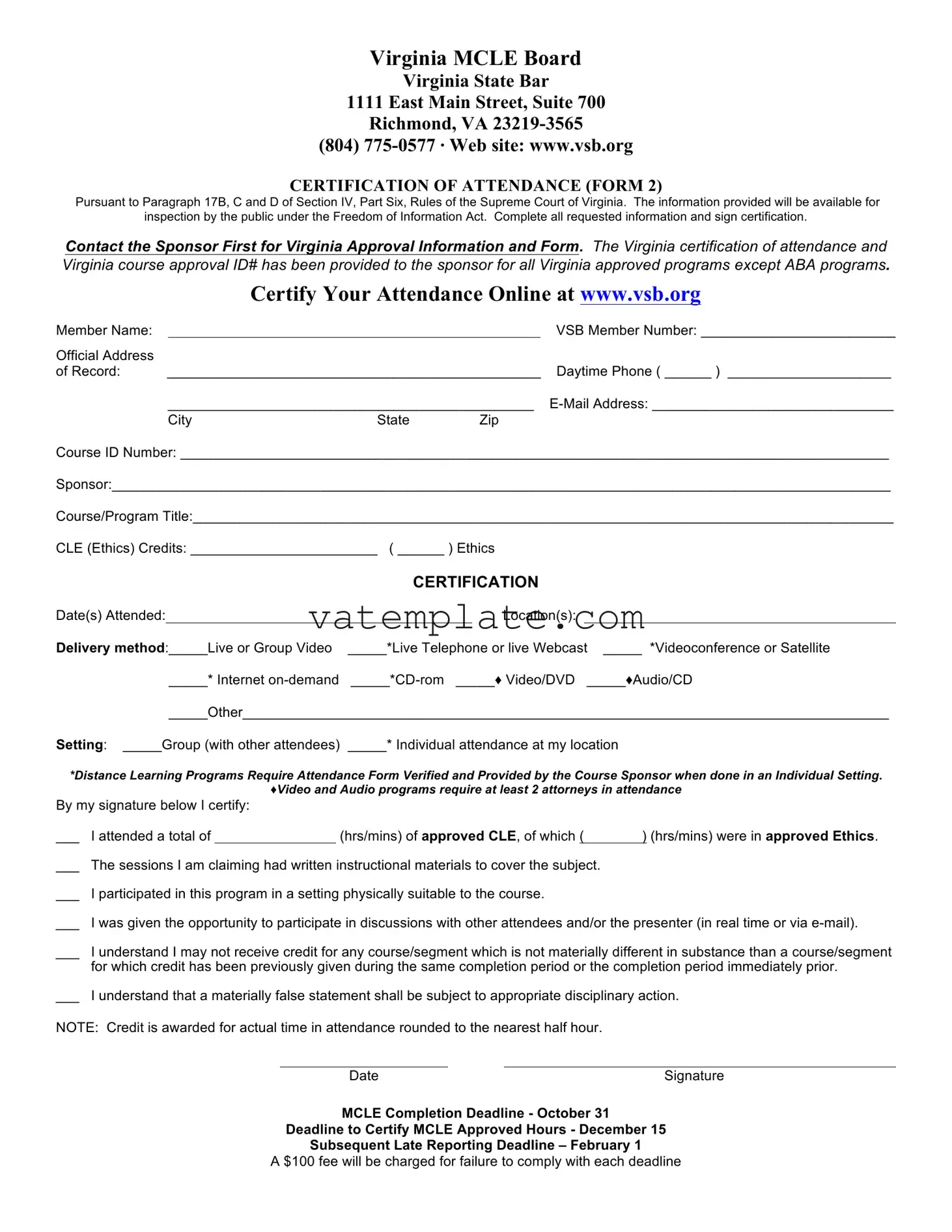 Fill Out a Valid Virginia 2 Template