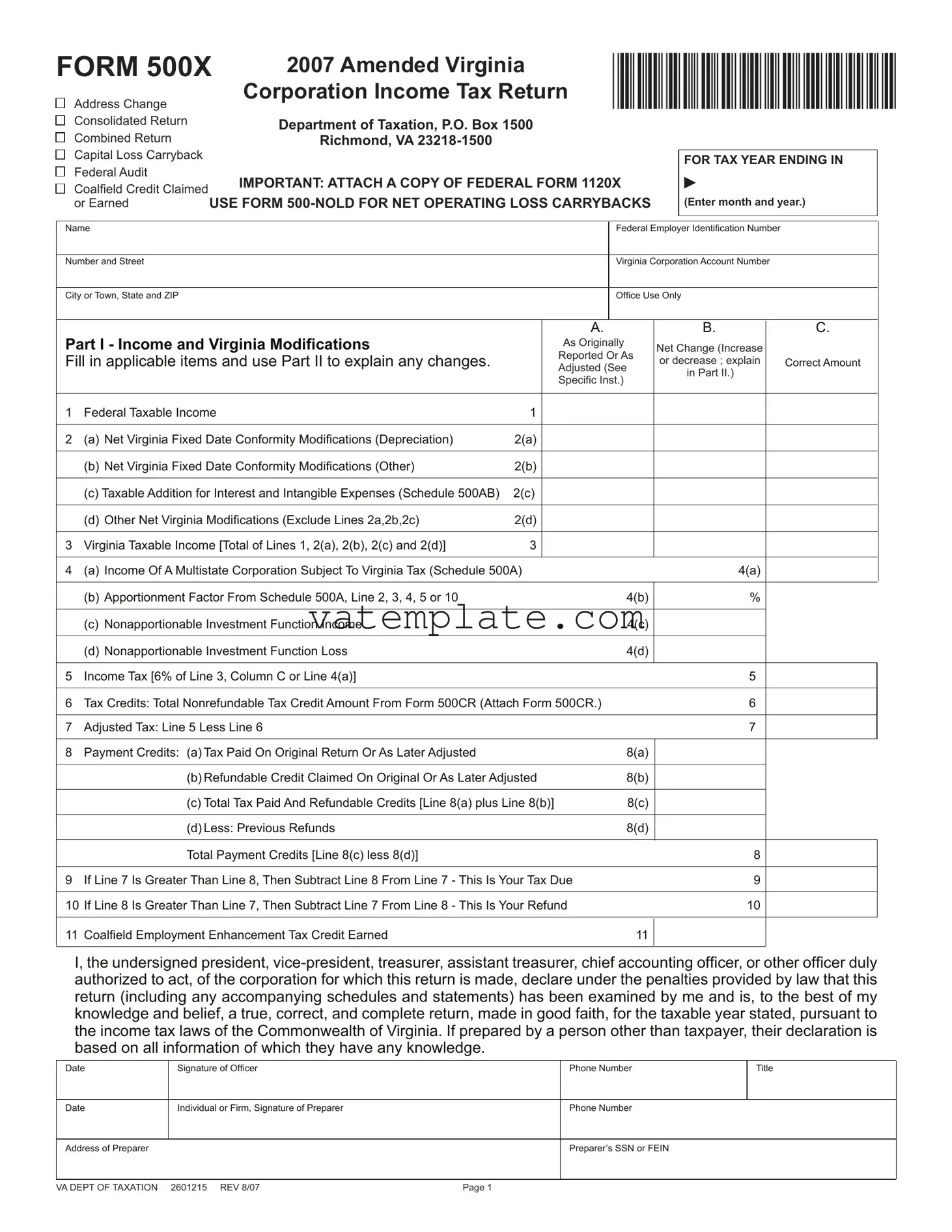 Fill Out a Valid Virginia 500X Template