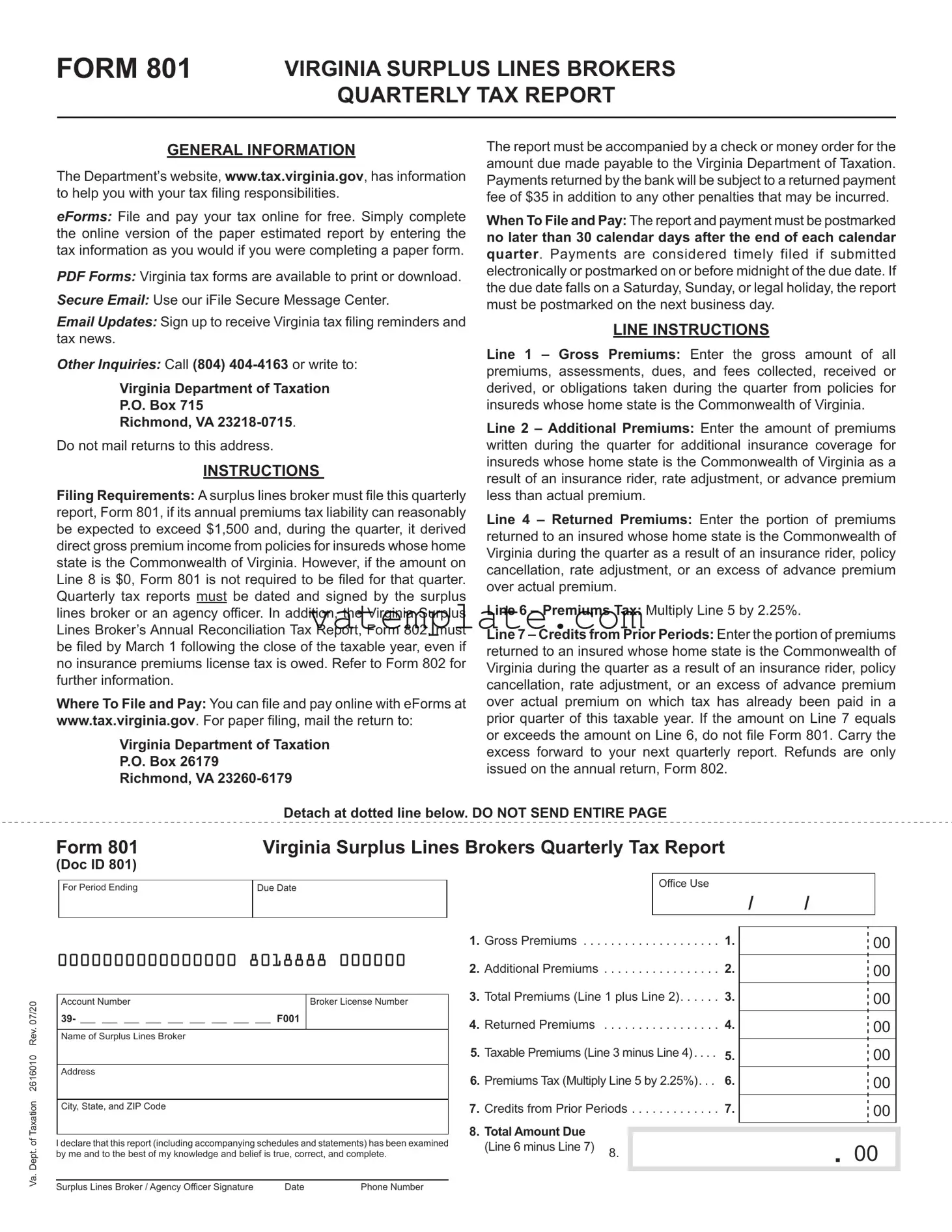 Fill Out a Valid Virginia 801 Template