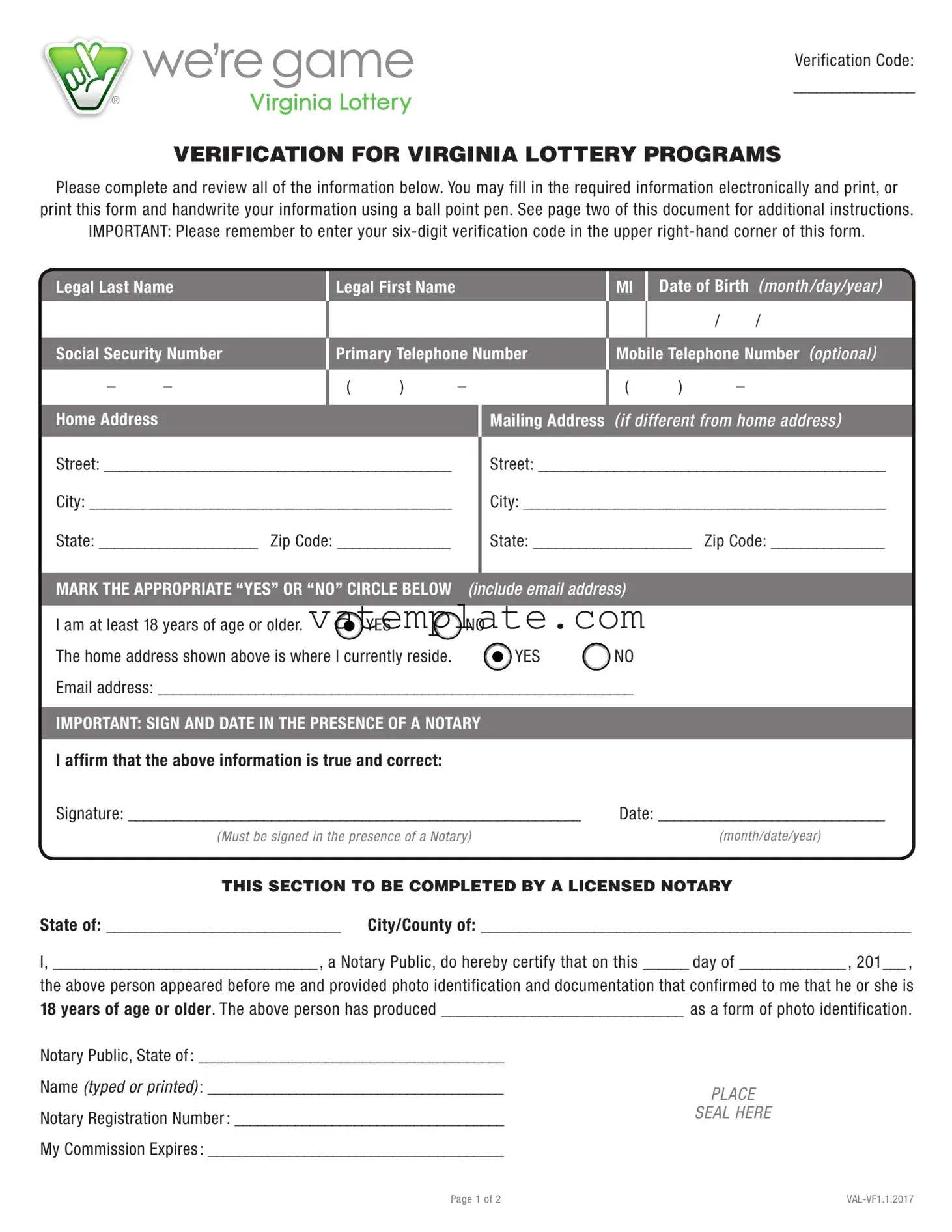Fill Out a Valid Virginia Lottery Template