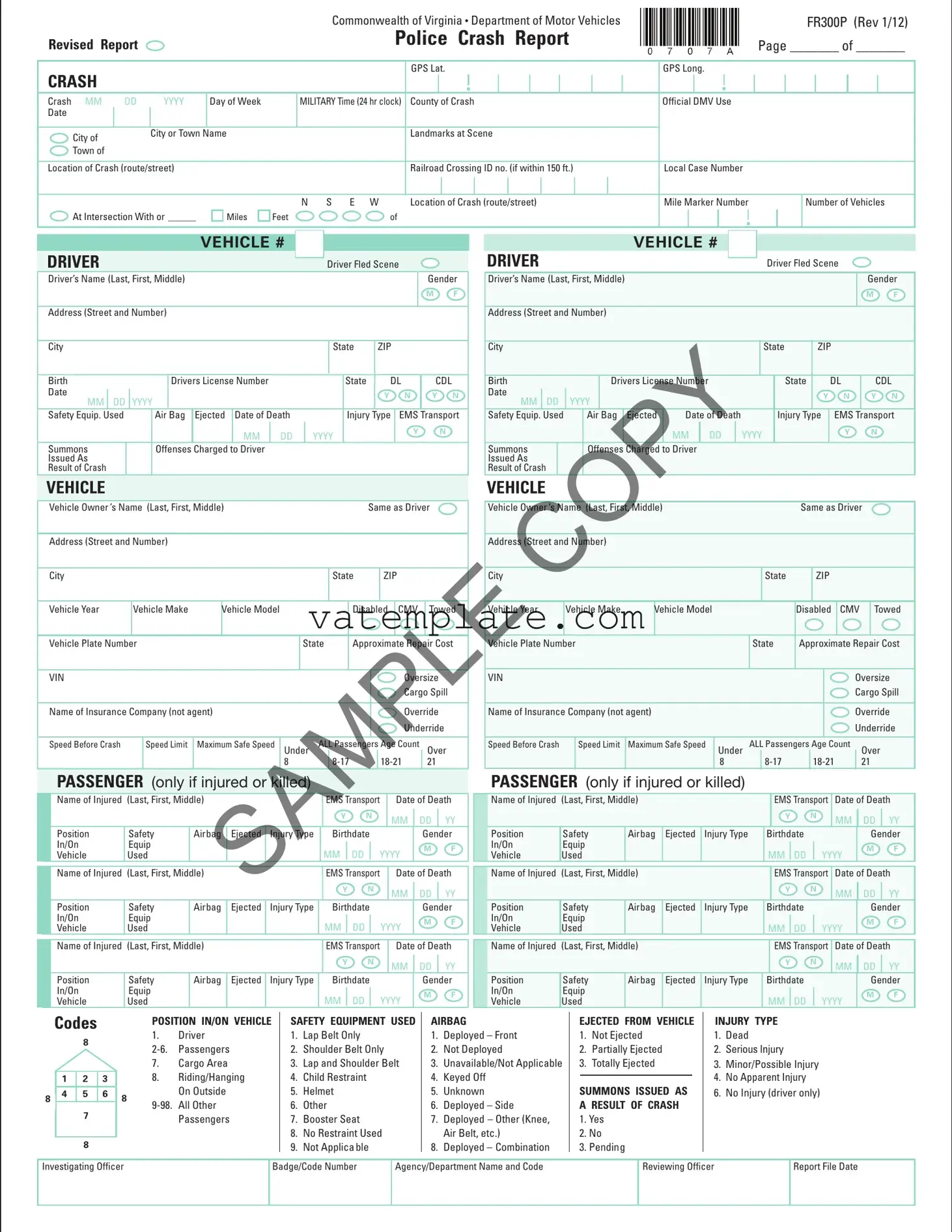 Fill Out a Valid Virginia Police Crash Report Template