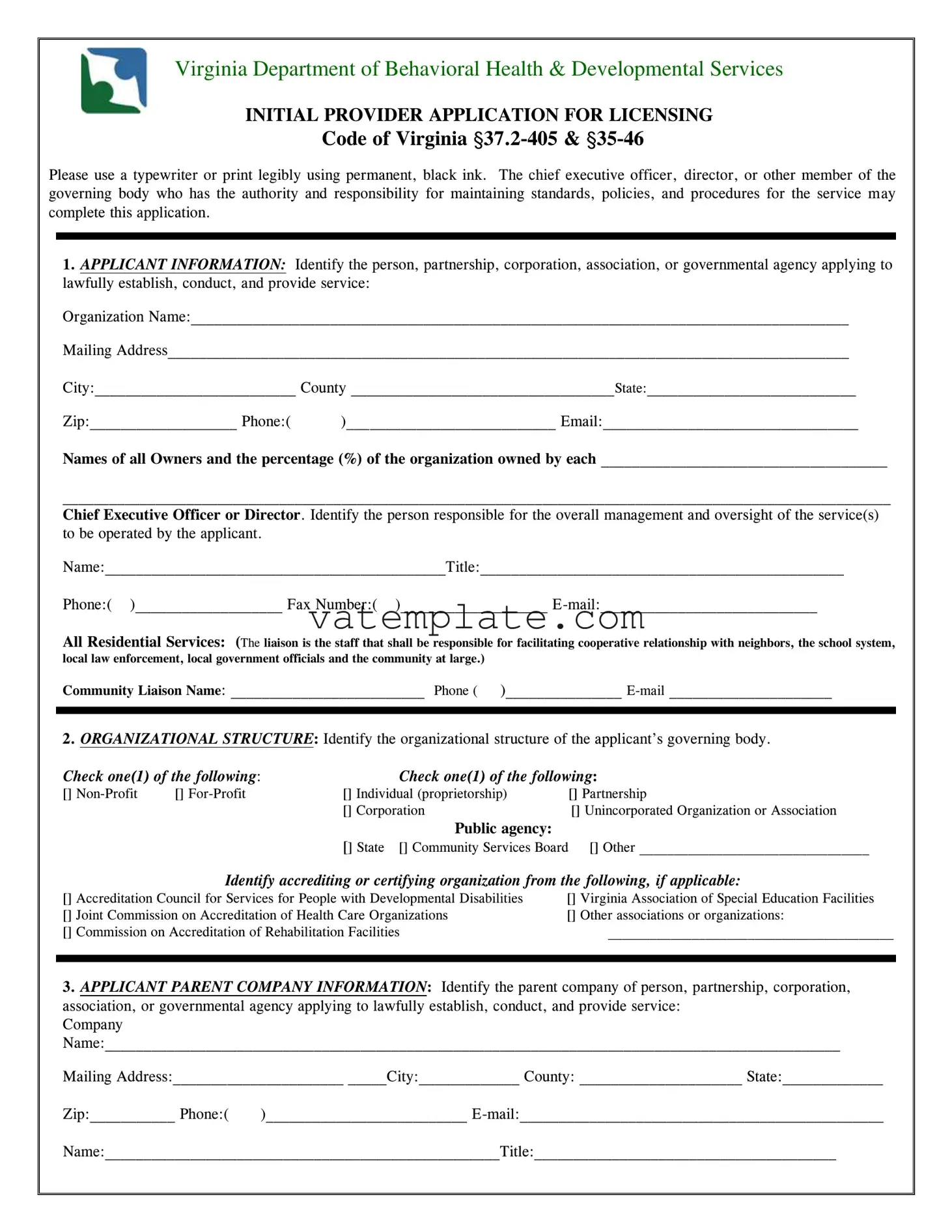 Fill Out a Valid Virginia Provider Application Template