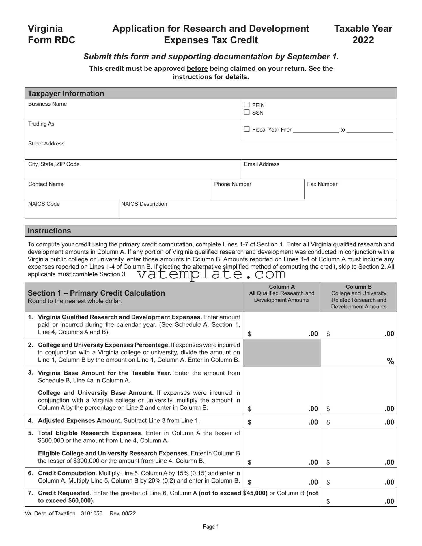 Fill Out a Valid Virginia Rdc Template