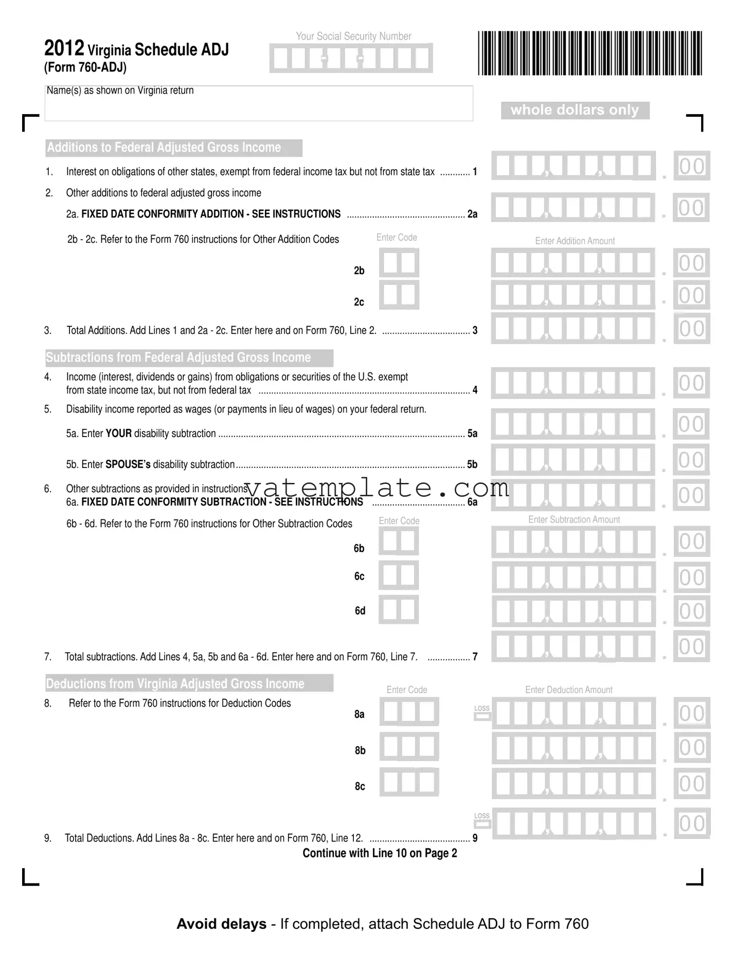 Fill Out a Valid Virginia Schedule Adj Template