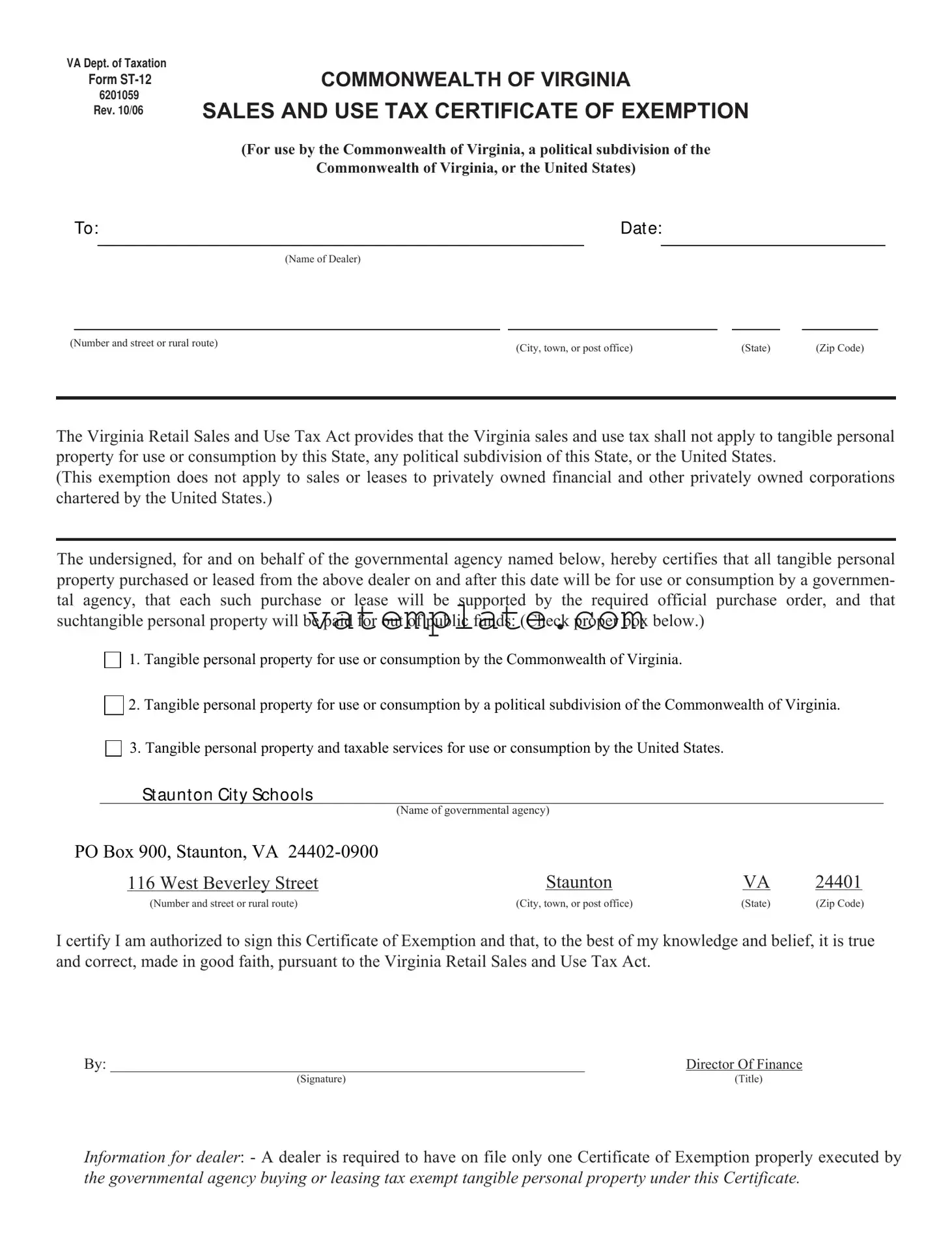 Fill Out a Valid Virginia St 12 Template