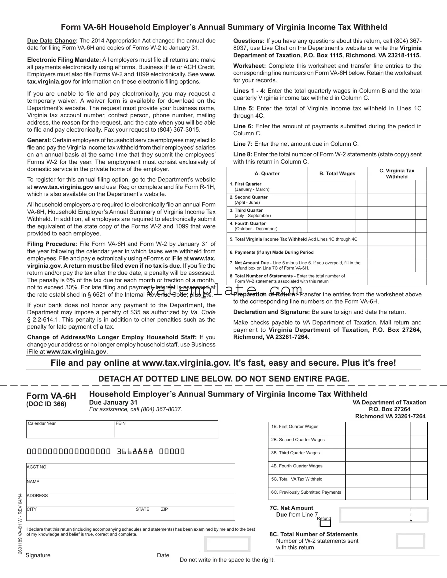 Fill Out a Valid Virginia Va 6H Template