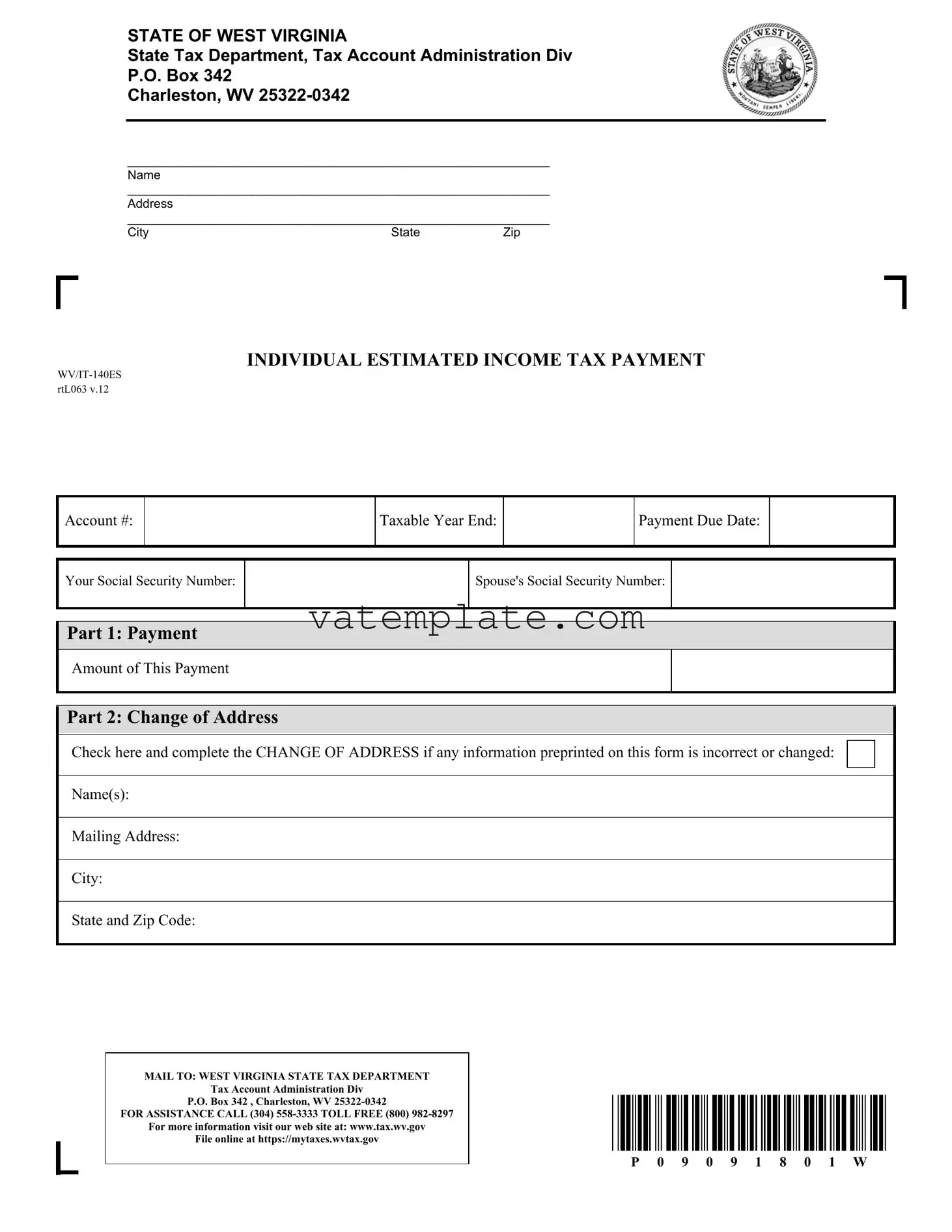 Fill Out a Valid West Virginia Estimated Tax Template