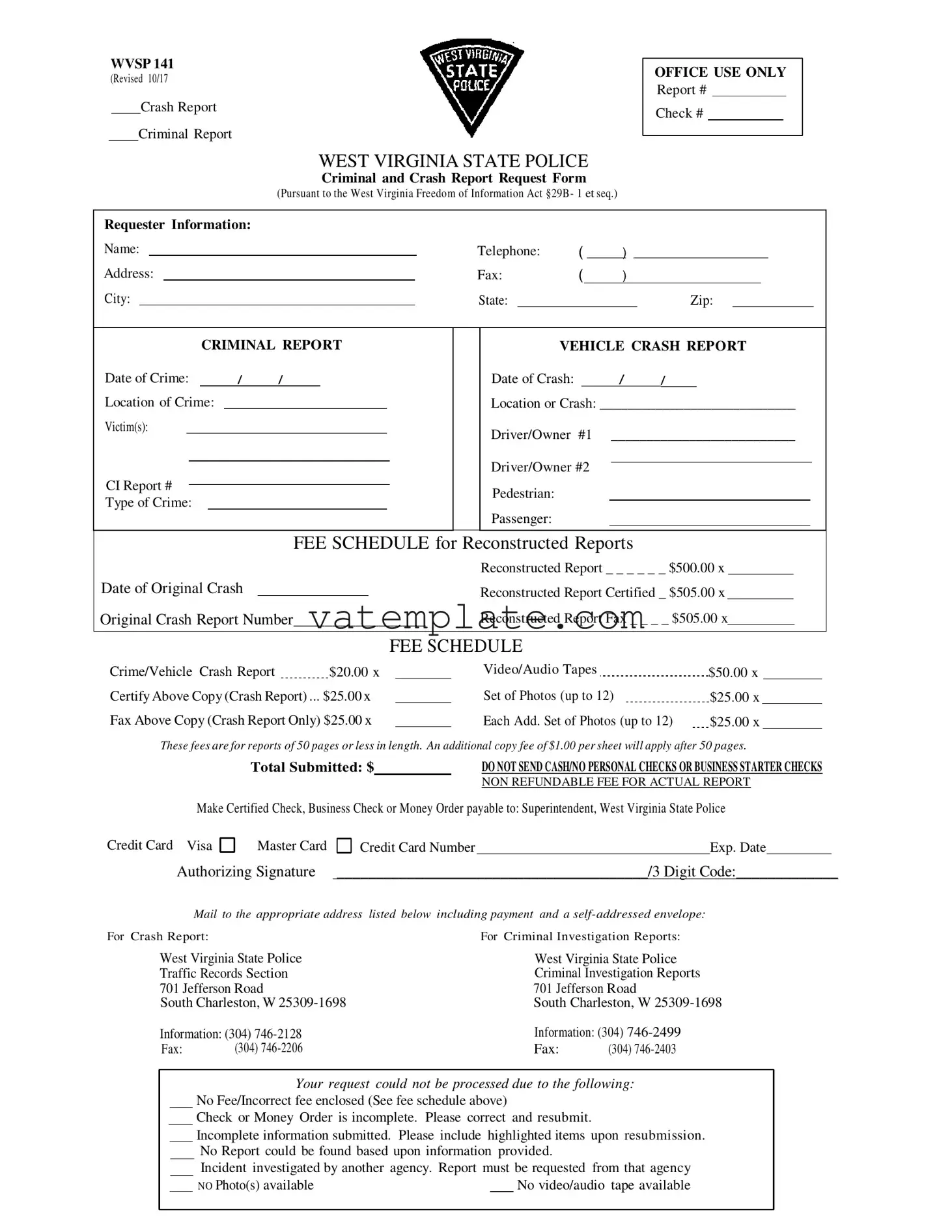 Fill Out a Valid West Virginia Police Report Template